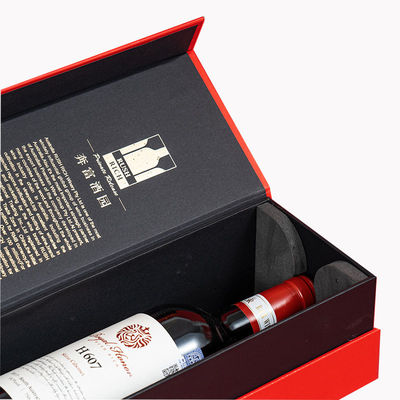 Minuman Beralkohol Anggur Merah Wiski Botol Kaca Kertas Kertas Kertas Kardus Pengemasan Magnetik Flip Top Kertas Kotak Hadiah