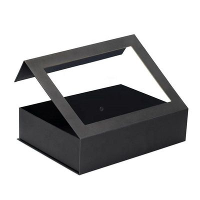 Custom Flip Top PVC Window Paper Packaging Box Hadiah Tutup Magnetik Besar dengan Tutup Jendela Jelas