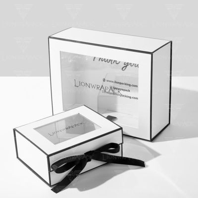Custom Flip Top PVC Window Paper Packaging Box Hadiah Tutup Magnetik Besar dengan Tutup Jendela Jelas