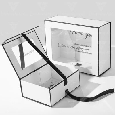 Custom Flip Top PVC Window Paper Packaging Box Hadiah Tutup Magnetik Besar dengan Tutup Jendela Jelas