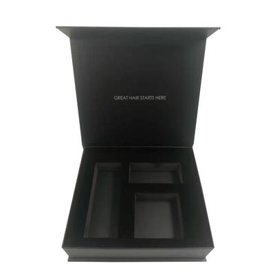 Fashion Luxury Hair Brush Black Gift Box Set dengan EVA Foam dan Gold Foil Printing Handling