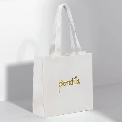 Tas Kado Kertas Daur Ulang Lipat yang Disesuaikan Kantong Kertas Boutique Dengan Genggam