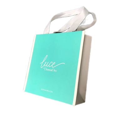 Kantong Tote Kertas Kraft Daur Ulang Hot Foil / UV / Varnish Kantong Pembungkus Hadiah Natal