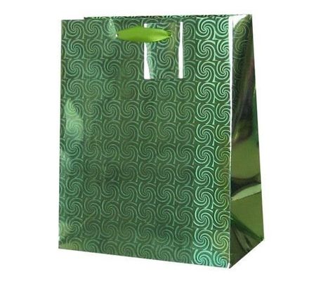 Tas belanja hadiah kertas hijau matte mewah untuk kemasan pakaian