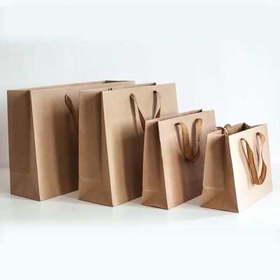 Kantong belanja kertas kraft coklat cetak offset tas kertas pakaian logo disesuaikan