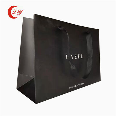 Tas Kertas Hadiah Hitam Ramah Lingkungan dengan Logo Anda sendiri Terbuat dari Bahan Daur Ulang