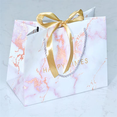 Hot Stamping Custom Luxury Gift Bags Recyclable Kraft Shopping Bags Dengan Handle