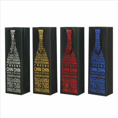 Kantong anggur kertas botol yang dicetak khusus dengan gagang gagang tali dan pencetakan CMYK / PANTONE