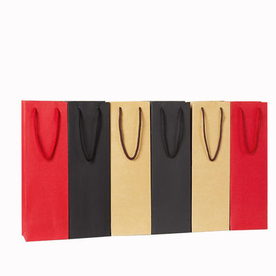 Varnished Hot Stamping Kraft Paper Wine Bags With Handles Solusi Pengemasan Minuman