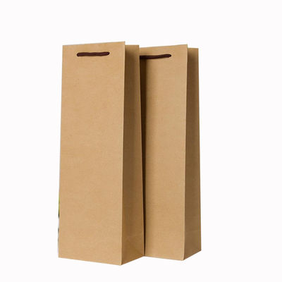 Varnished Hot Stamping Kraft Paper Wine Bags With Handles Solusi Pengemasan Minuman