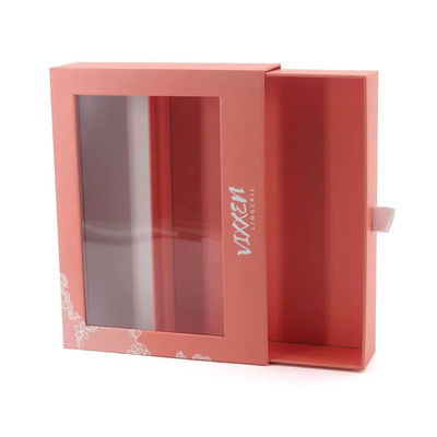 Custom Paper Drawer Cardboard Gift Wrap Sliding Pull Out Packaging Box dengan PVC yang jelas