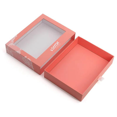 Custom Paper Drawer Cardboard Gift Wrap Sliding Pull Out Packaging Box dengan PVC yang jelas
