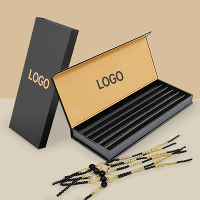 Luxury Custom Logo Kertas Hitam Perhiasan Kemasan Kotak Untuk Gelang Gelang Kotak Magnetik kaku