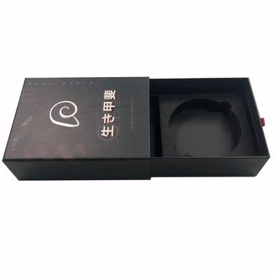 Sesuaikan Slide Drawer Kothak Kertas Kemasan Kothak Hadiah Paket Kothak Hadiah Hitam Dengan Masukkan EVA
