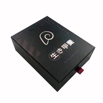 Sesuaikan Slide Drawer Kothak Kertas Kemasan Kothak Hadiah Paket Kothak Hadiah Hitam Dengan Masukkan EVA