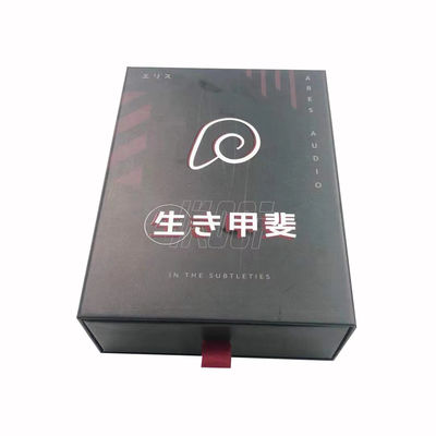 Sesuaikan Slide Drawer Kothak Kertas Kemasan Kothak Hadiah Paket Kothak Hadiah Hitam Dengan Masukkan EVA