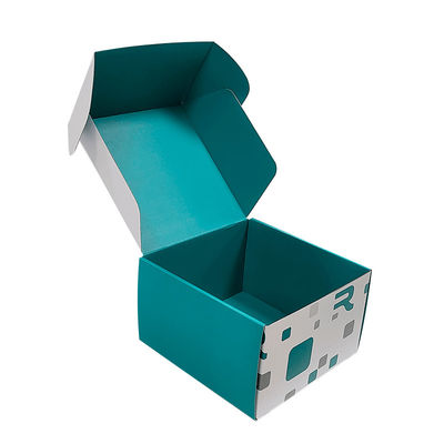 Custom Size Logo Biru Putih Campuran Kotak Pengiriman Surat Kraft Daur Ulang Corrugated Mailer Box