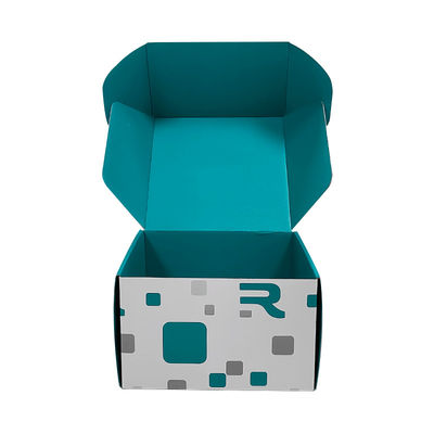 Custom Size Logo Biru Putih Campuran Kotak Pengiriman Surat Kraft Daur Ulang Corrugated Mailer Box