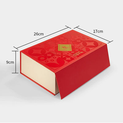 Custom Luxury Red Magnetic Clamshell Christmas Theme Gift Box Biodegradable Rigid Magnetic Closure Box Pengemasan Dengan Handle