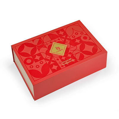 Custom Luxury Red Magnetic Clamshell Christmas Theme Gift Box Biodegradable Rigid Magnetic Closure Box Pengemasan Dengan Handle