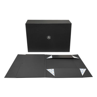 Desain Logo Disesuaikan Hitam Kardus Flat Kardus Magnetik Lipat Kothak Regalo Untuk Kosmetik Kemasan Hadiah
