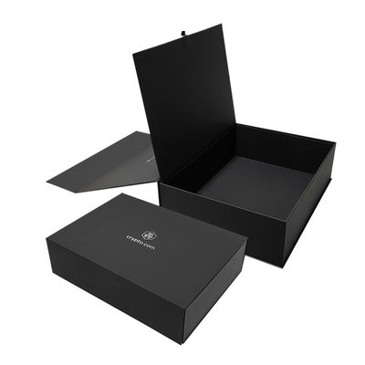 Desain Logo Disesuaikan Hitam Kardus Flat Kardus Magnetik Lipat Kothak Regalo Untuk Kosmetik Kemasan Hadiah