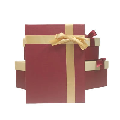 Custom Christmas Gift Box Tutup Besar Bagian Bawah Box Packaging Bow Ribbon Liburan Mewah Unik Liburan Party Box Hadiah