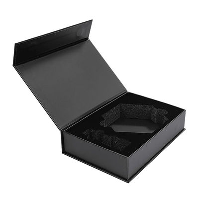 Pabrik Grosir Logo Custom Hitam Magnetik Magnetik Luxury Packaging Kertas Lipat Kotak Hadiah Bisnis