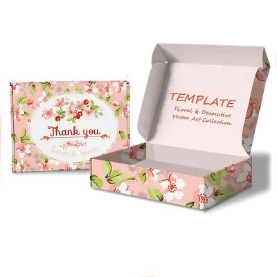 Custom Printed Mailer Box Pink Kosmetik Pribadi Mailing Packaging Box Terima Kasih Gift Wrap Cardboard