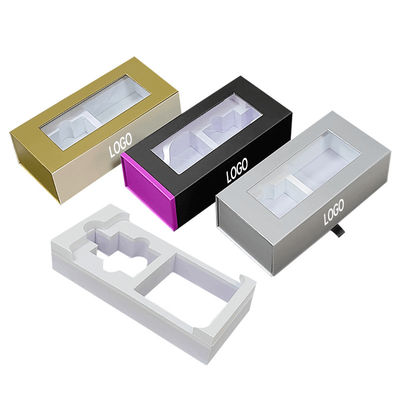 Logo yang disesuaikan Luxury Cardboard Magnetic Wireless Headphone Packaging Box dengan EVA Liner Packaging Hanging Box