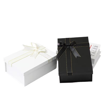 High End Gift Box Packaging Ukuran yang dapat disesuaikan Untuk Hari Valentine Hari Ibu Black White Bow Decoration Gift Box