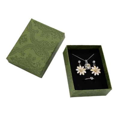Custom Dark Green Cardboard Paperboard Packaging Box For Jewelry Necklace Bracelet Rings Drawer Gift With Printed Logo Perhiasan dengan logo yang dicetak