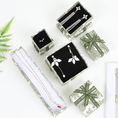 Custom Dark Green Cardboard Paperboard Packaging Box For Jewelry Necklace Bracelet Rings Drawer Gift With Printed Logo Perhiasan dengan logo yang dicetak