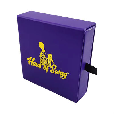 Custom Shape 8x8 Small Slide Drawer Gift Box Art Paper Jewelry Sliding Box dengan Handle Ketebalan 2mm