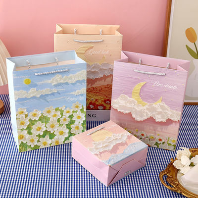 Customized Kraft Customized pink Small Packaging Paper Bag Handheld Art Gift Paper Packaging Bag