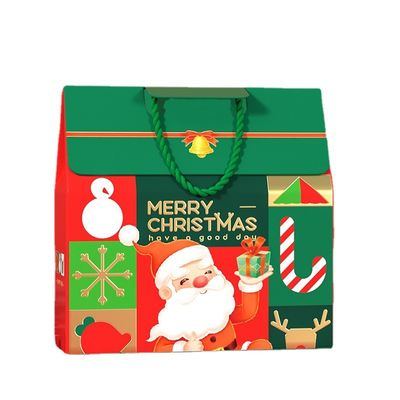 Kemasan Kotak Hadiah Natal Mewah Kustom Dengan Pegangan Kertas Seni 157g Karton 1000g