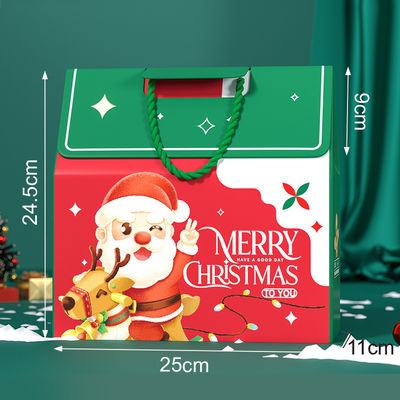 Kemasan Kotak Hadiah Natal Mewah Kustom Dengan Pegangan Kertas Seni 157g Karton 1000g