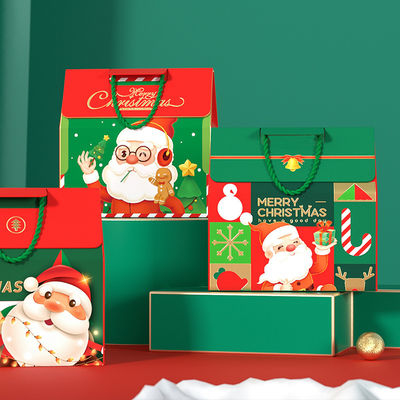 Kemasan Kotak Hadiah Natal Mewah Kustom Dengan Pegangan Kertas Seni 157g Karton 1000g