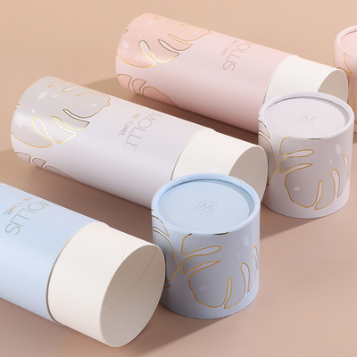 Kotak tabung khusus premium untuk parfum perawatan kulit kardus daur ulang tabung kertas bulat kemasan dengan logo cetak