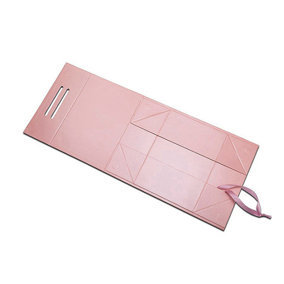Luxury Pink Printed Magnetic Gift Boxes Ribbon Handle Custom Logo Rigid Cardboard Packaging Untuk Pakaian
