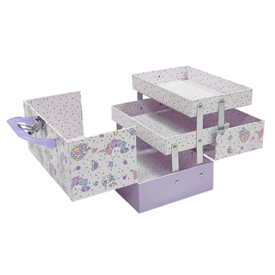 Eco-Friendly Custom Kids Toy Gift Box Luxury Stiff Cardboard Suitcase Style dengan pegangan logam