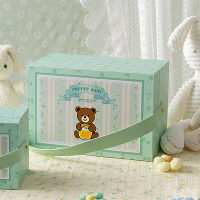 Grosir Custom Children Eco-Friendly Cardboard Handmade Packaging Gift Box Box Storage Toy Box dengan Handle