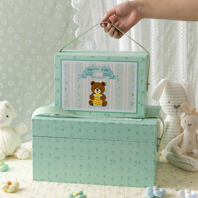 Grosir Custom Children Eco-Friendly Cardboard Handmade Packaging Gift Box Box Storage Toy Box dengan Handle