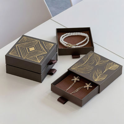 Custom Logo Eco Friendly Printed Hard Rigid Recycle Style Paper Packaging Cardboard Drawer Box Sliding Untuk Perhiasan