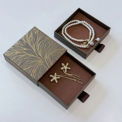 Custom Logo Eco Friendly Printed Hard Rigid Recycle Style Paper Packaging Cardboard Drawer Box Sliding Untuk Perhiasan