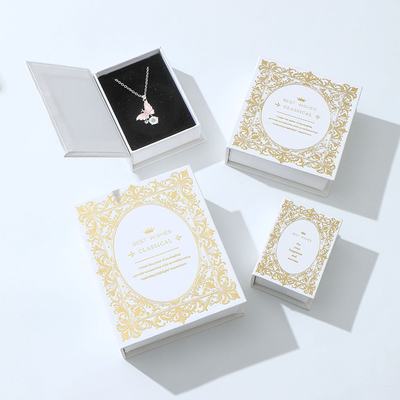 Grosir Custom Luxury Kalung dan Earrings Magnet Box Perhiasan Storage Box