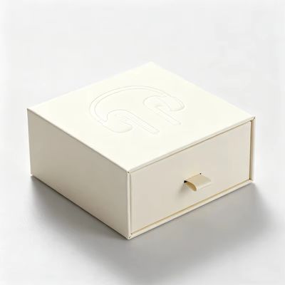 Grosir Luxury Square Pattern Drawer Slide White Cardboard Gift Packaging Kotak Perhiasan