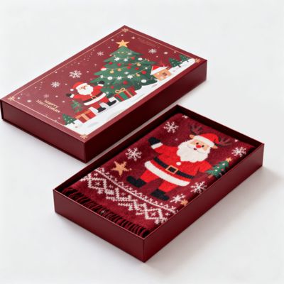 Custom Luxury Christmas Gift Boxes Matte Rigid Cardboard for Packaging Scarf Dress Underwear Shirt Bahan Asaptik Daur Ulang