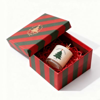 Grosir Pabrik Kustom Kotak Kertas Natal Karton Berwarna-warni Tutup dan Alas Kotak Lilin dengan Stamping