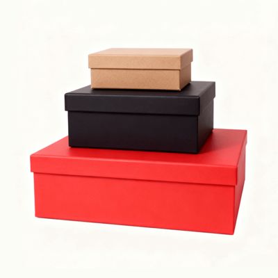 Set Kotak Hadiah Kemasan Datar dengan Tutup Oranye Mewah Kustom dengan Fitur Kantong Kertas Laminasi Matt Embossing Cetak Foil Emas